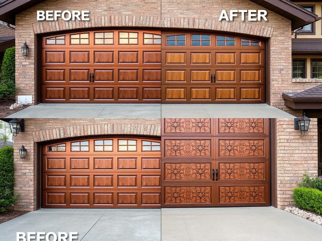 Before and after garage door transformation
